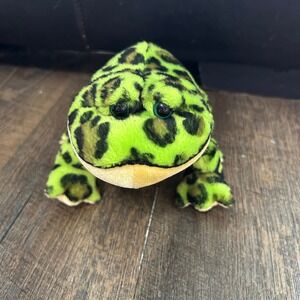 Ganz Lil‎ Kinz Bullfrog Plush Neon Green Spotted HS114 Webkinz No Code 6.5 inch
